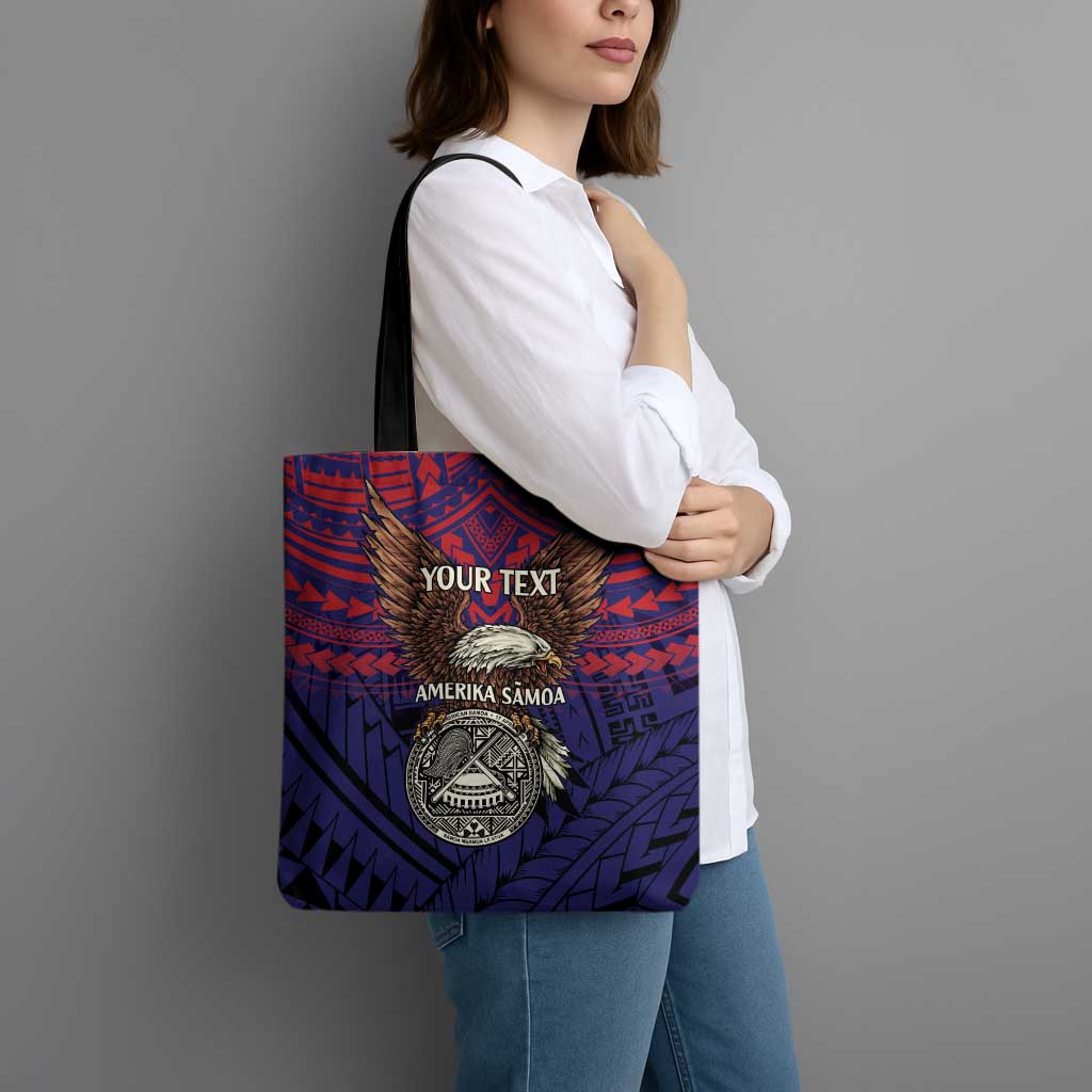 American Samoa Brave Eagle Personalized Tote Bag National Flag Color - Polynesian Pride