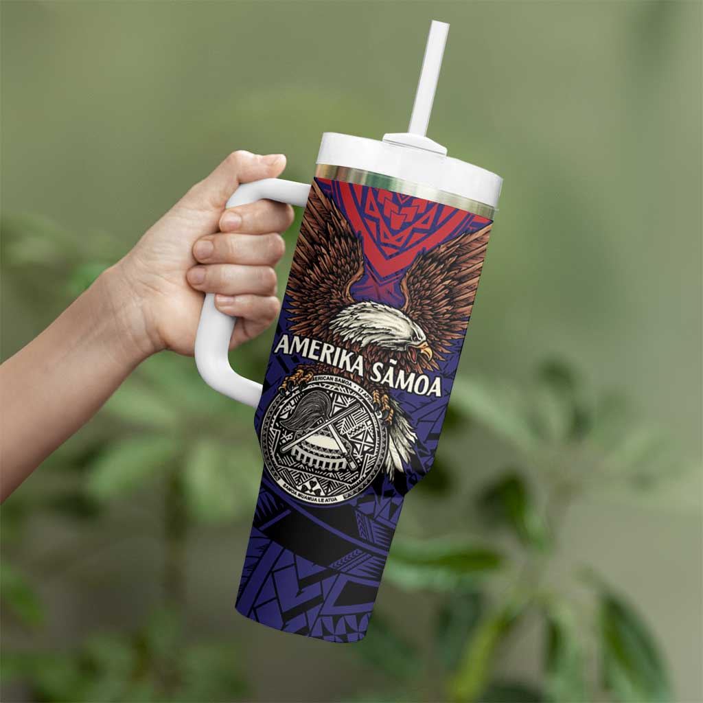 American Samoa Brave Eagle Personalized Tumbler With Handle National Flag Color