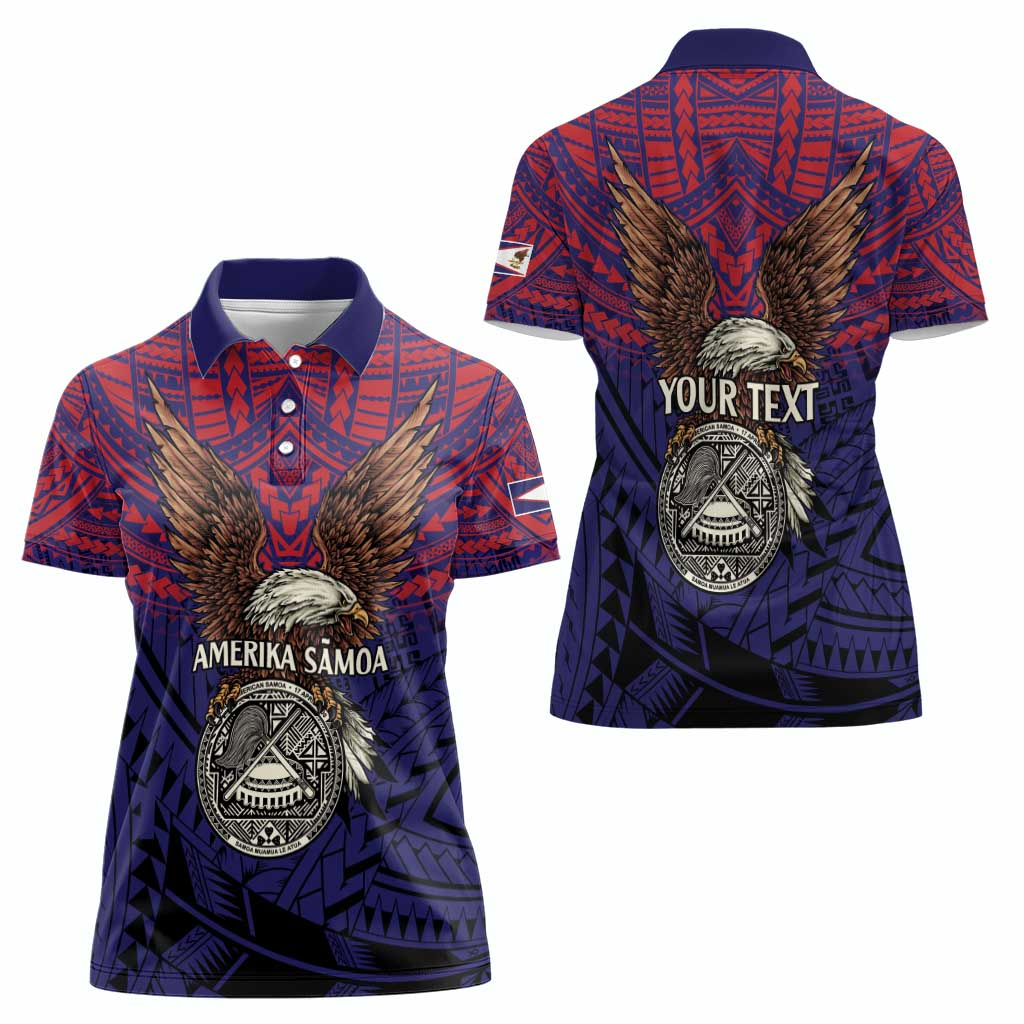 American Samoa Brave Eagle Personalized Women Polo Shirt National Flag Color