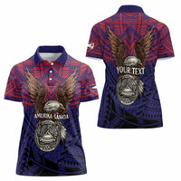 American Samoa Brave Eagle Personalized Women Polo Shirt National Flag Color