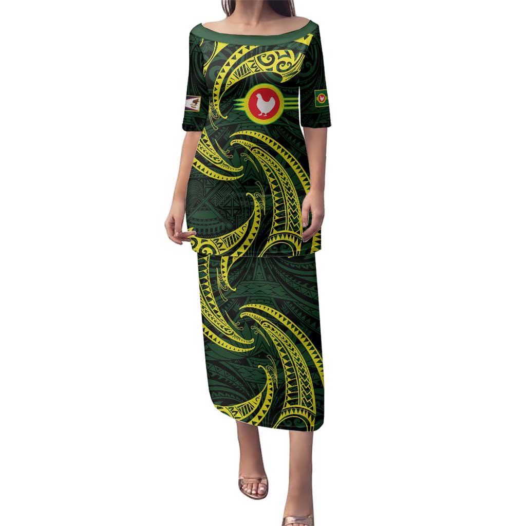 American Samoa Manua Cession Day Personalized Family Matching Puletasi and Hawaiian Shirt Polynesian Wave Style
