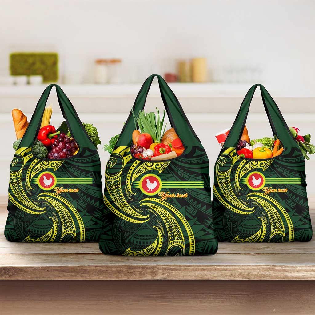 American Samoa Manua Cession Day Personalized Grocery Bag Polynesian Wave Style