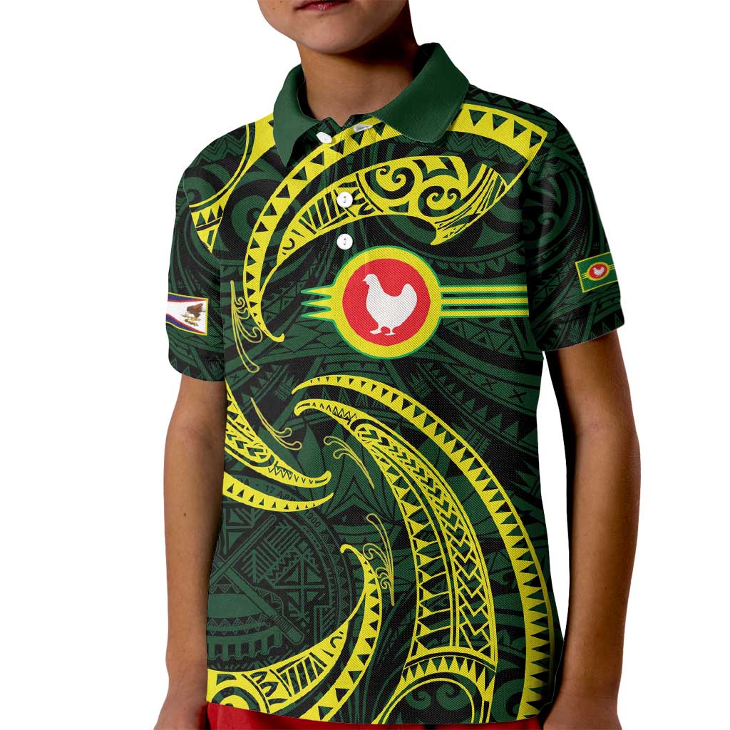 American Samoa Manua Cession Day Personalized Kid Polo Shirt Polynesian Wave Style