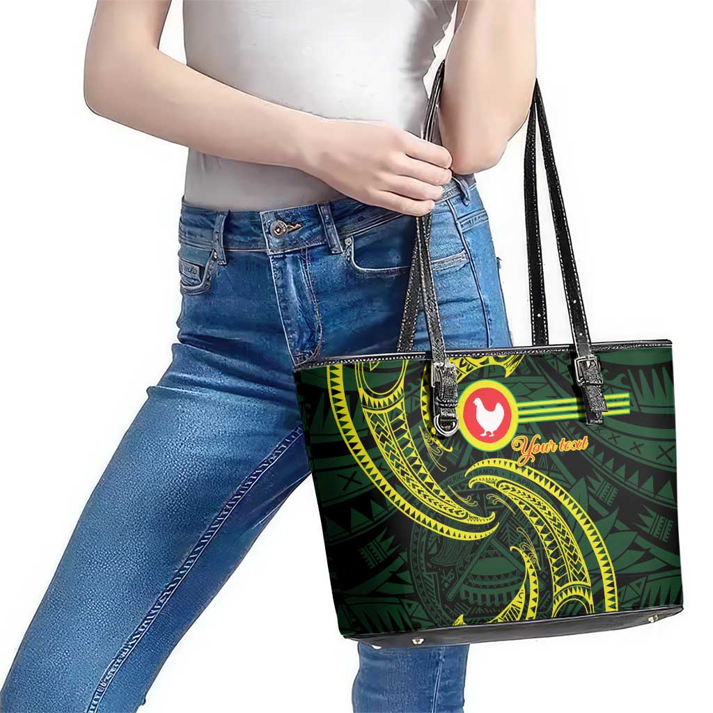American Samoa Manua Cession Day Personalized Leather Tote Bag Polynesian Wave Style
