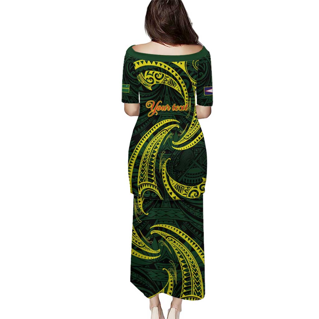 American Samoa Manua Cession Day Personalized Puletasi Polynesian Wave Style