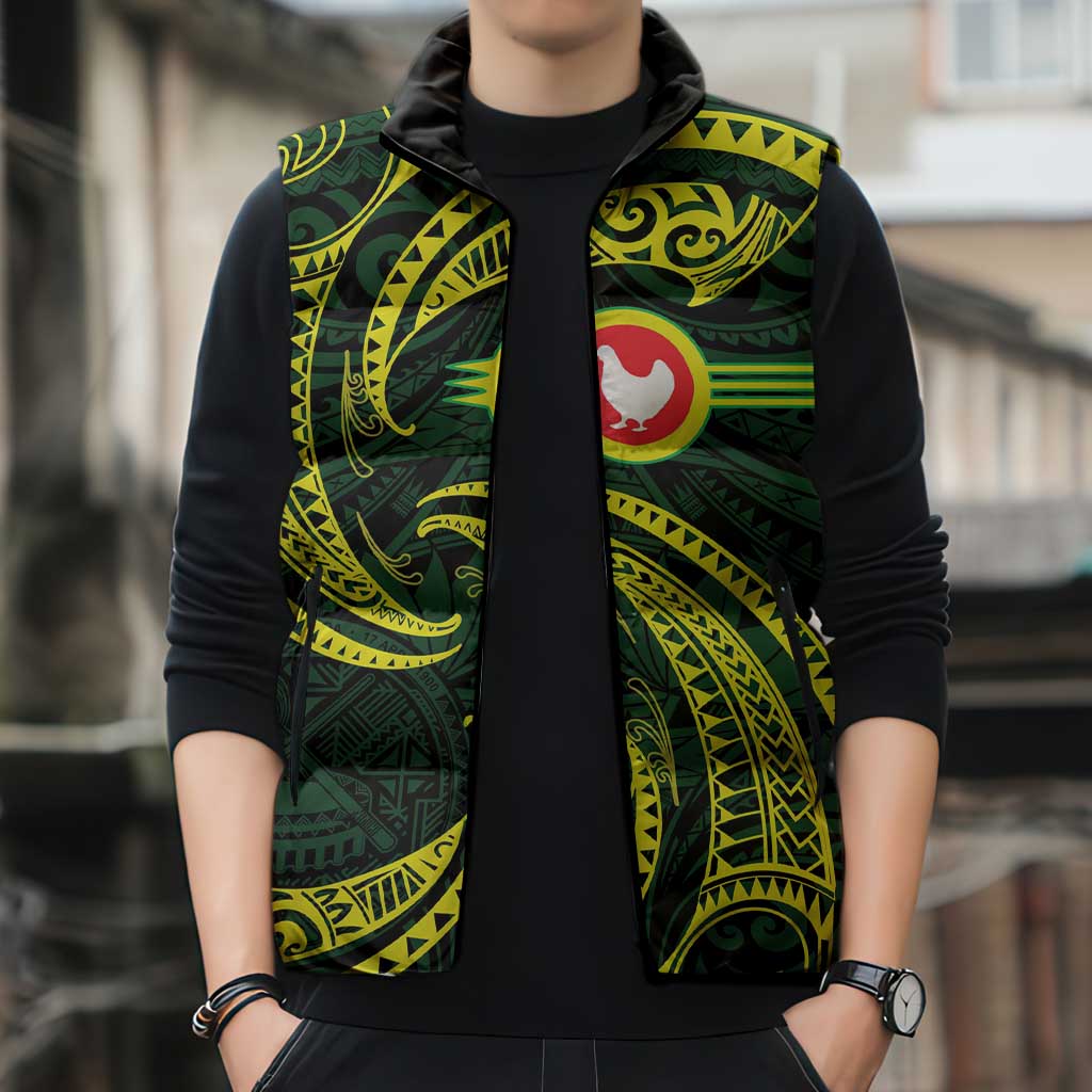 American Samoa Manua Cession Day Personalized Sleeveless Puffer Jacket Polynesian Wave Style - Polynesian Pride