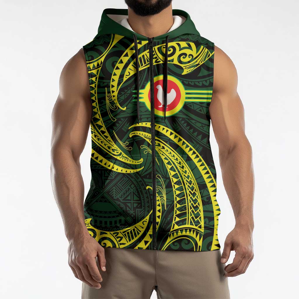 American Samoa Manua Cession Day Personalized Sleeveless Zip Hoodie Polynesian Wave Style LT9