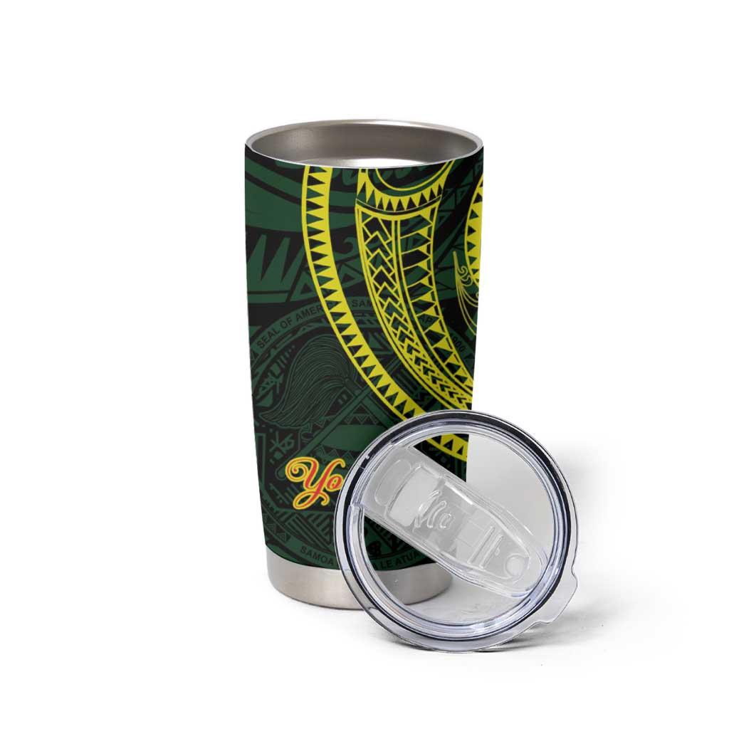 American Samoa Manua Cession Day Personalized Tumbler Cup Polynesian Wave Style