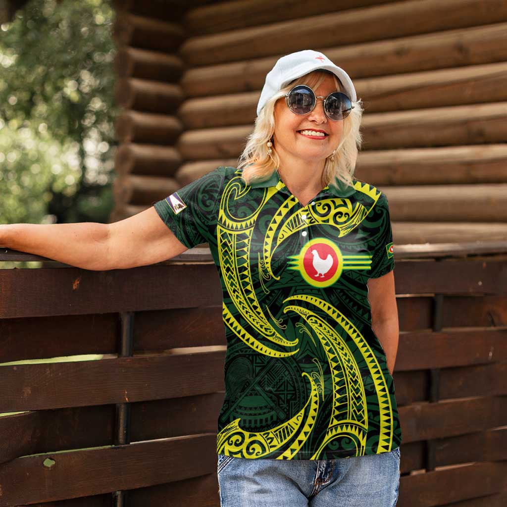 American Samoa Manua Cession Day Personalized Women Polo Shirt Polynesian Wave Style