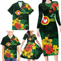 American Samoa Manu'atele Personalized Family Matching Long Sleeve Bodycon Dress and Hawaiian Shirt Manua Island Hibiscus Flowers LT9 - Polynesian Pride