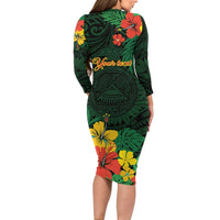 American Samoa Manu'atele Personalized Family Matching Long Sleeve Bodycon Dress and Hawaiian Shirt Manua Island Hibiscus Flowers LT9 - Polynesian Pride