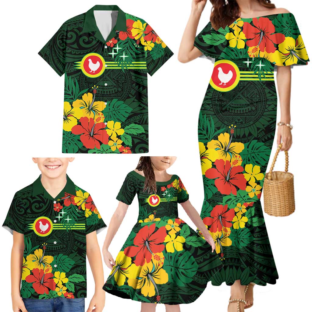 American Samoa Manu'atele Personalized Family Matching Mermaid Dress and Hawaiian Shirt Manua Island Hibiscus Flowers LT9 - Polynesian Pride