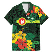American Samoa Manu'atele Personalized Family Matching Mermaid Dress and Hawaiian Shirt Manua Island Hibiscus Flowers LT9 Dad's Shirt - Short Sleeve Green - Polynesian Pride