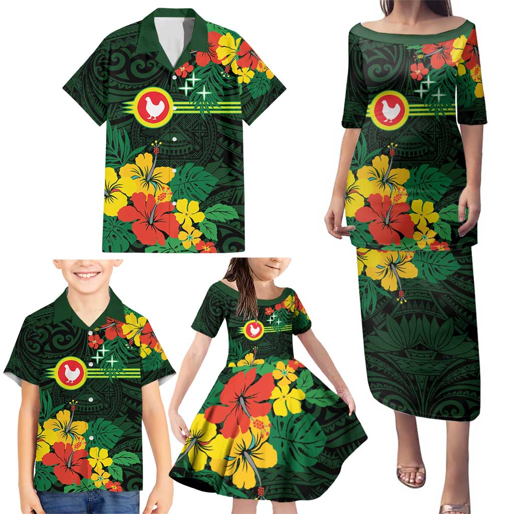 American Samoa Manu'atele Personalized Family Matching Puletasi and Hawaiian Shirt Manua Island Hibiscus Flowers