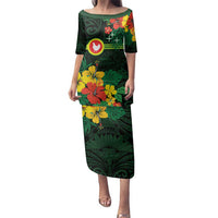 American Samoa Manu'atele Personalized Family Matching Puletasi and Hawaiian Shirt Manua Island Hibiscus Flowers