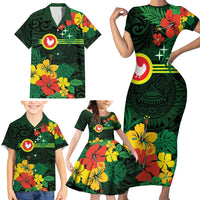 American Samoa Manu'atele Personalized Family Matching Short Sleeve Bodycon Dress and Hawaiian Shirt Manua Island Hibiscus Flowers LT9 - Polynesian Pride
