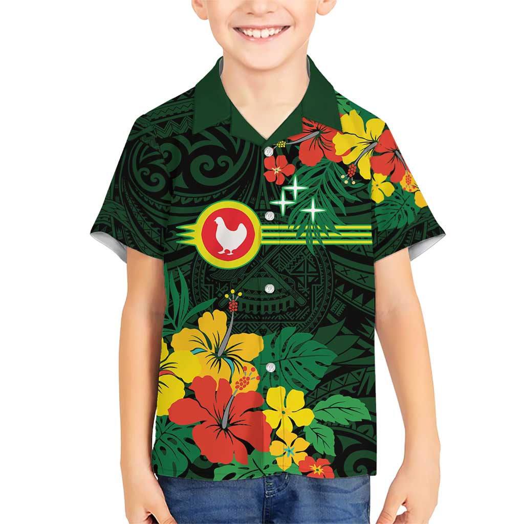 American Samoa Manu'atele Personalized Family Matching Short Sleeve Bodycon Dress and Hawaiian Shirt Manua Island Hibiscus Flowers LT9 Son's Shirt Green - Polynesian Pride