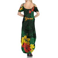American Samoa Manu'atele Personalized Family Matching Summer Maxi Dress and Hawaiian Shirt Manua Island Hibiscus Flowers LT9 - Polynesian Pride