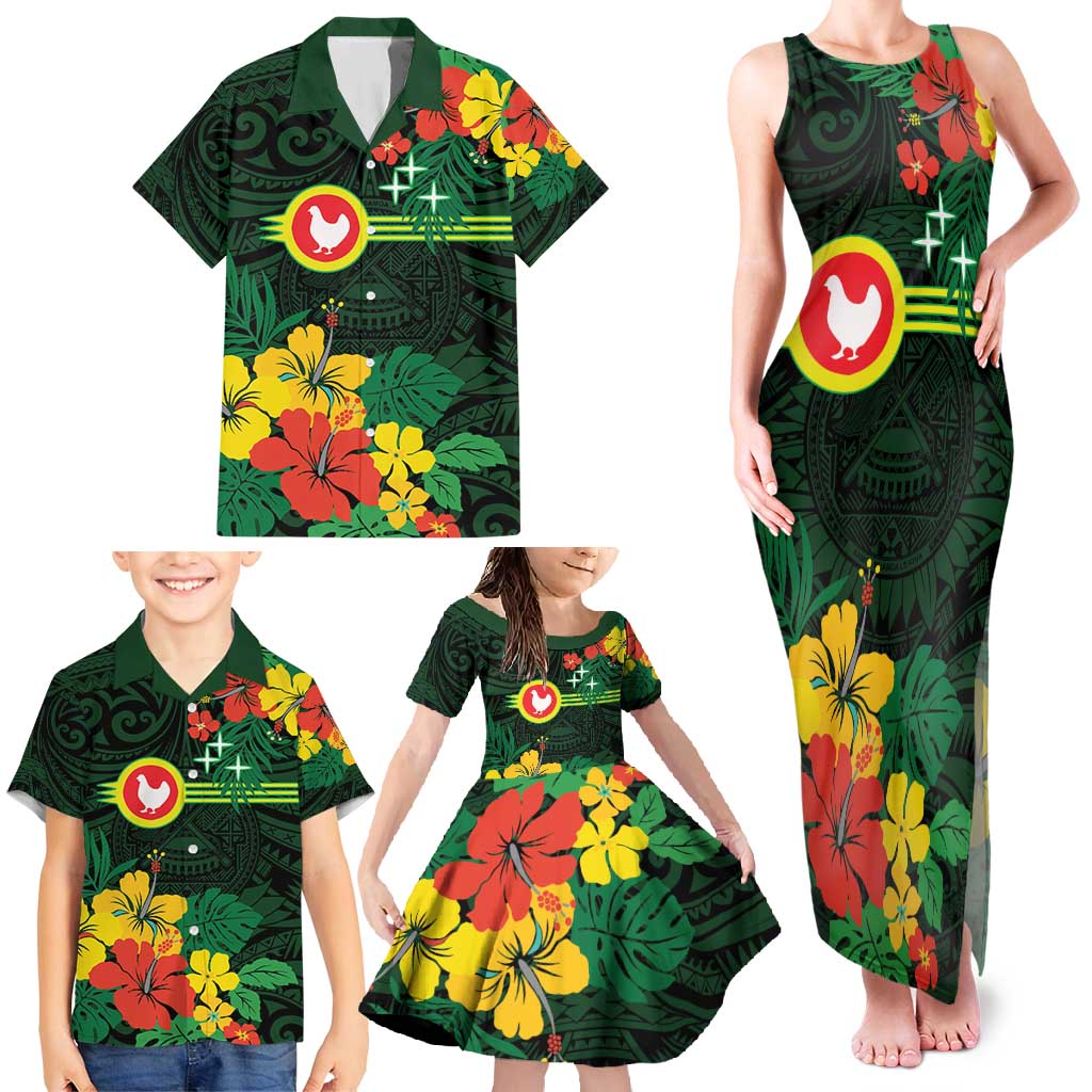 American Samoa Manu'atele Personalized Family Matching Tank Maxi Dress and Hawaiian Shirt Manua Island Hibiscus Flowers LT9 - Polynesian Pride