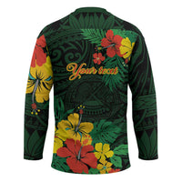 American Samoa Manu'atele Personalized Hockey Jersey Manua Island Hibiscus Flowers - Polynesian Pride