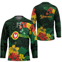 American Samoa Manu'atele Personalized Hockey Jersey Manua Island Hibiscus Flowers - Polynesian Pride