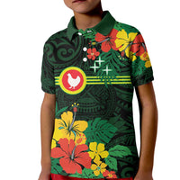 American Samoa Manu'atele Personalized Kid Polo Shirt Manua Island Hibiscus Flowers LT9 Kid Green - Polynesian Pride
