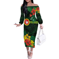American Samoa Manu'atele Personalized Off The Shoulder Long Sleeve Dress Manua Island Hibiscus Flowers