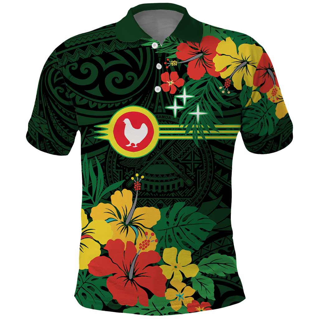 American Samoa Manu'atele Personalized Polo Shirt Manua Island Hibiscus Flowers