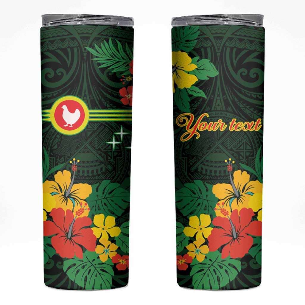 American Samoa Manu'atele Personalized Skinny Tumbler Manua Island Hibiscus Flowers