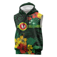 American Samoa Manu'atele Personalized Sleeveless Zip Hoodie Manua Island Hibiscus Flowers LT9