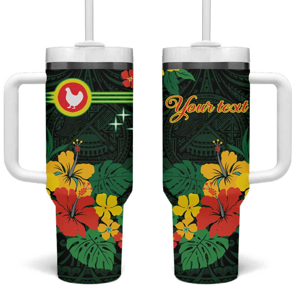 American Samoa Manu'atele Personalized Tumbler With Handle Manua Island Hibiscus Flowers