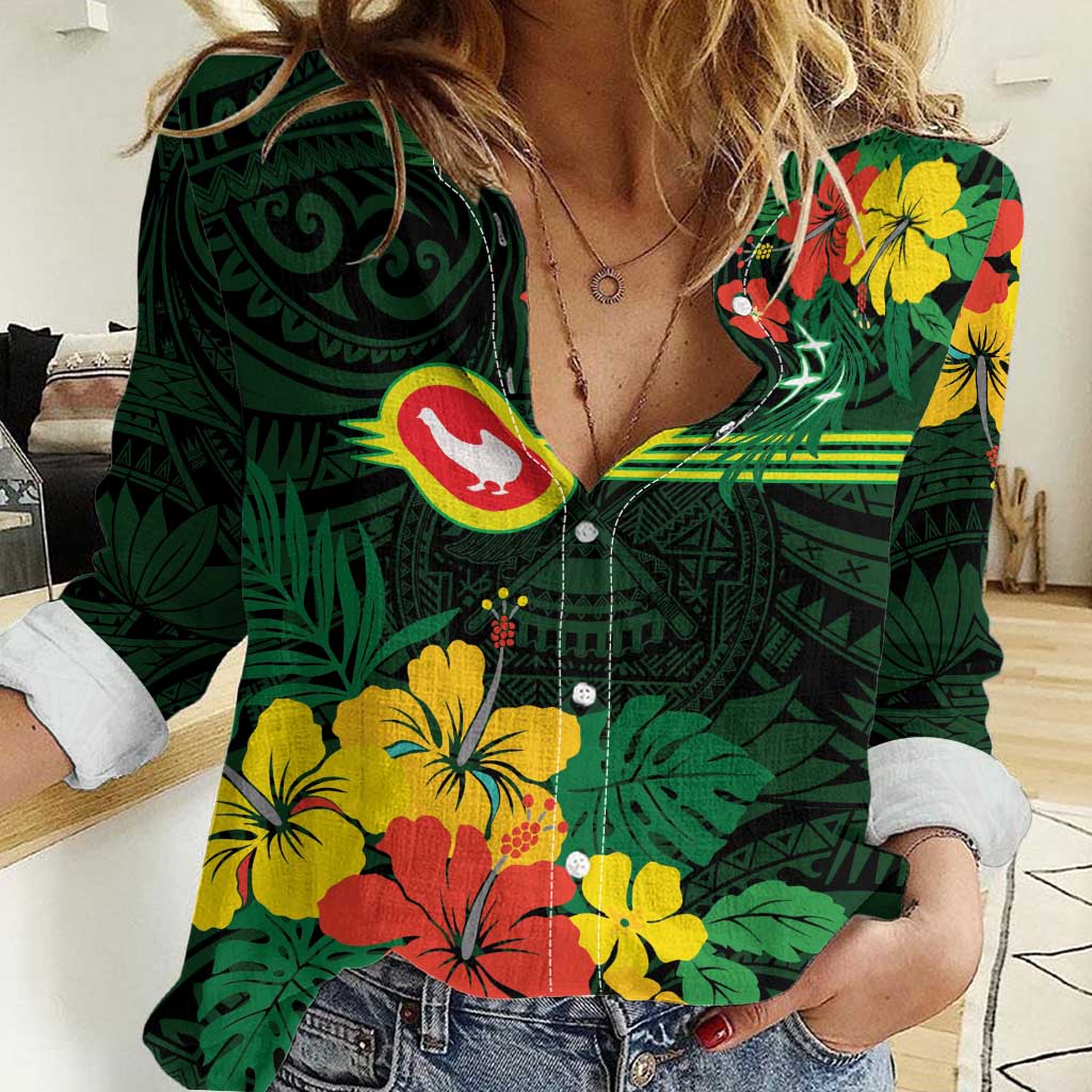 American Samoa Manu'atele Personalized Women Casual Shirt Manua Island Hibiscus Flowers