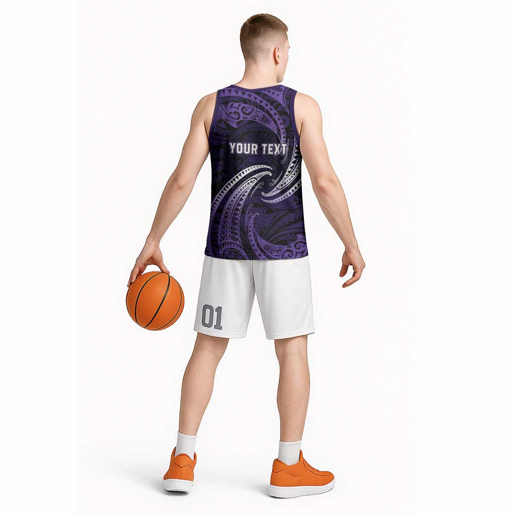 Manua Segaula American Samoa High School Personalized Basketball Jersey Polynesian Wave Style - Polynesian Pride
