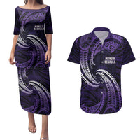 Manua Segaula American Samoa High School Personalized Couples Matching Puletasi and Hawaiian Shirt Polynesian Wave Style