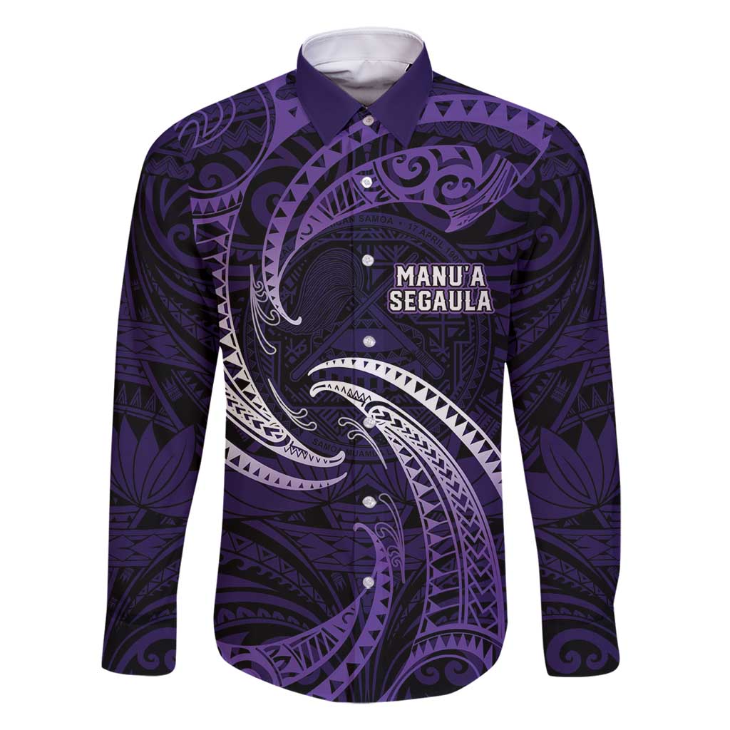 Manua Segaula American Samoa High School Personalized Family Matching Long Sleeve Bodycon Dress and Hawaiian Shirt Polynesian Wave Style