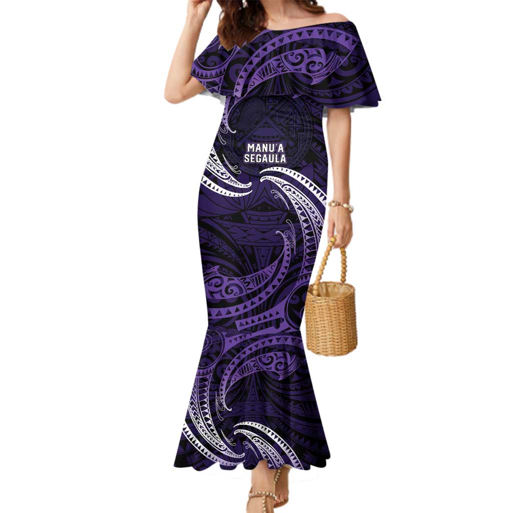 Manua Segaula American Samoa High School Personalized Family Matching Mermaid Dress and Hawaiian Shirt Polynesian Wave Style
