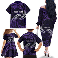 Manua Segaula American Samoa High School Personalized Family Matching Off The Shoulder Long Sleeve Dress and Hawaiian Shirt Polynesian Wave Style LT9 - Polynesian Pride