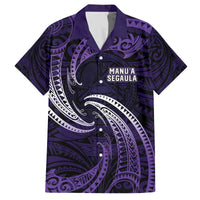 Manua Segaula American Samoa High School Personalized Family Matching Off The Shoulder Long Sleeve Dress and Hawaiian Shirt Polynesian Wave Style LT9 Dad's Shirt - Short Sleeve Purple - Polynesian Pride