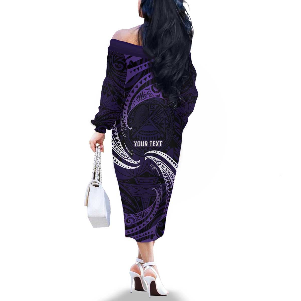 Manua Segaula American Samoa High School Personalized Family Matching Off The Shoulder Long Sleeve Dress and Hawaiian Shirt Polynesian Wave Style LT9 - Polynesian Pride