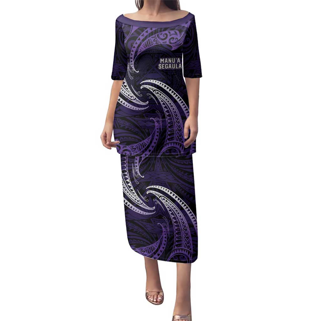 Manua Segaula American Samoa High School Personalized Family Matching Puletasi and Hawaiian Shirt Polynesian Wave Style