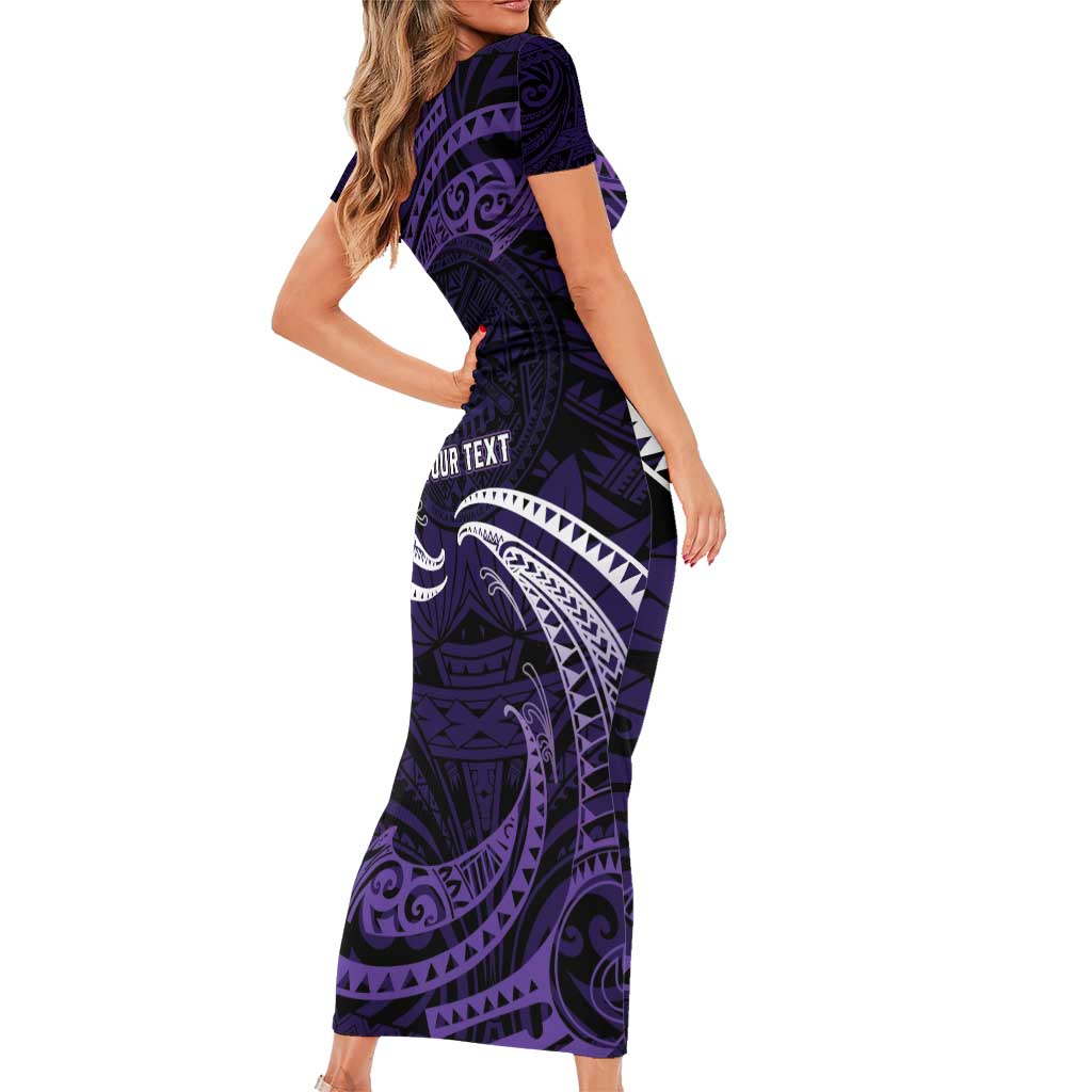 Manua Segaula American Samoa High School Personalized Family Matching Short Sleeve Bodycon Dress and Hawaiian Shirt Polynesian Wave Style