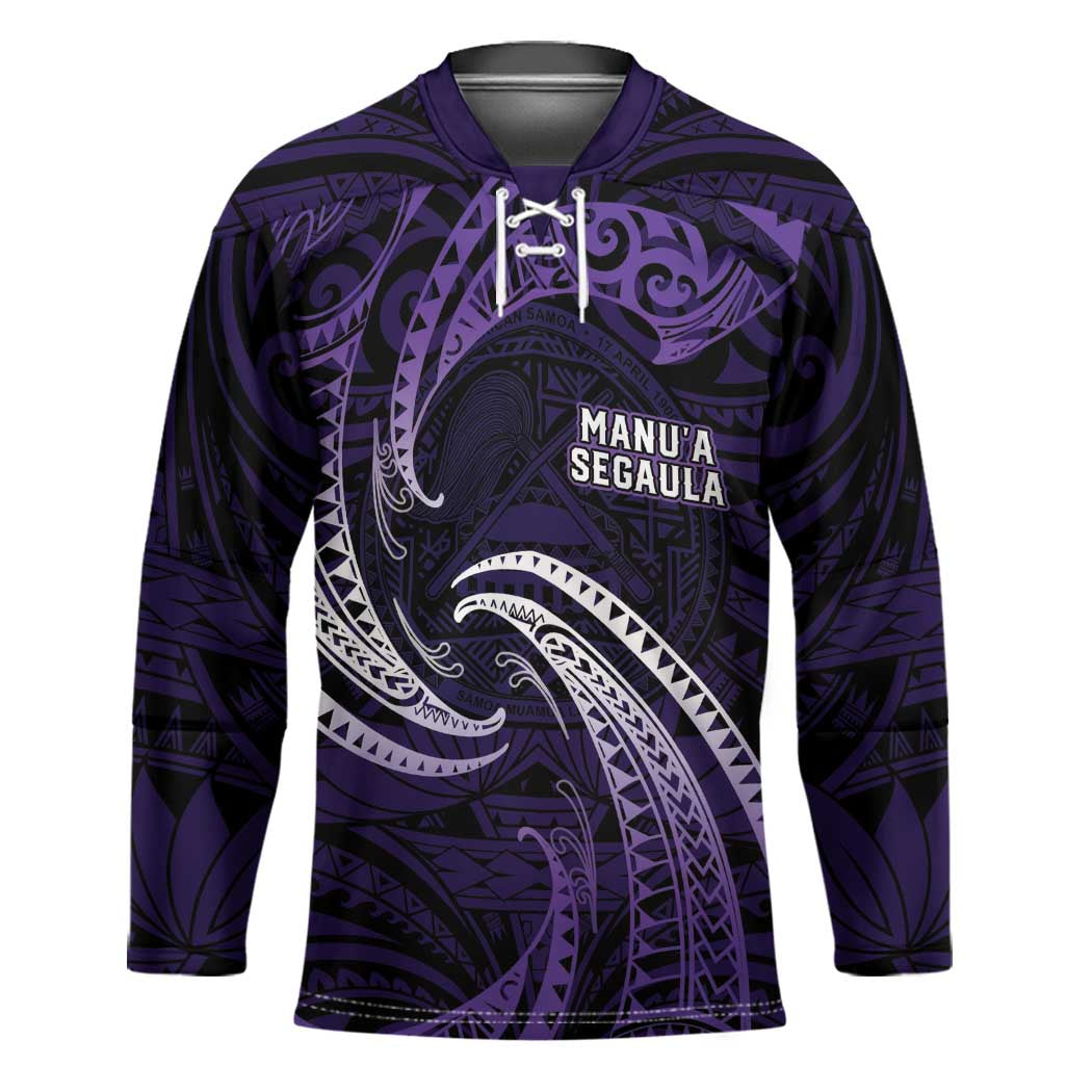 Manua Segaula American Samoa High School Personalized Hockey Jersey Polynesian Wave Style - Polynesian Pride