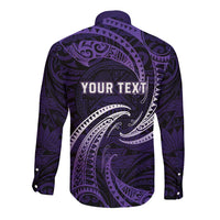 Manua Segaula American Samoa High School Personalized Long Sleeve Button Shirt Polynesian Wave Style
