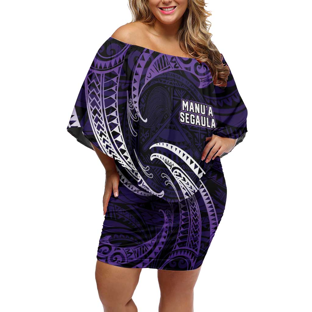 Manua Segaula American Samoa High School Personalized Off Shoulder Short Dress Polynesian Wave Style