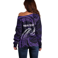 Manua Segaula American Samoa High School Personalized Off Shoulder Sweater Polynesian Wave Style