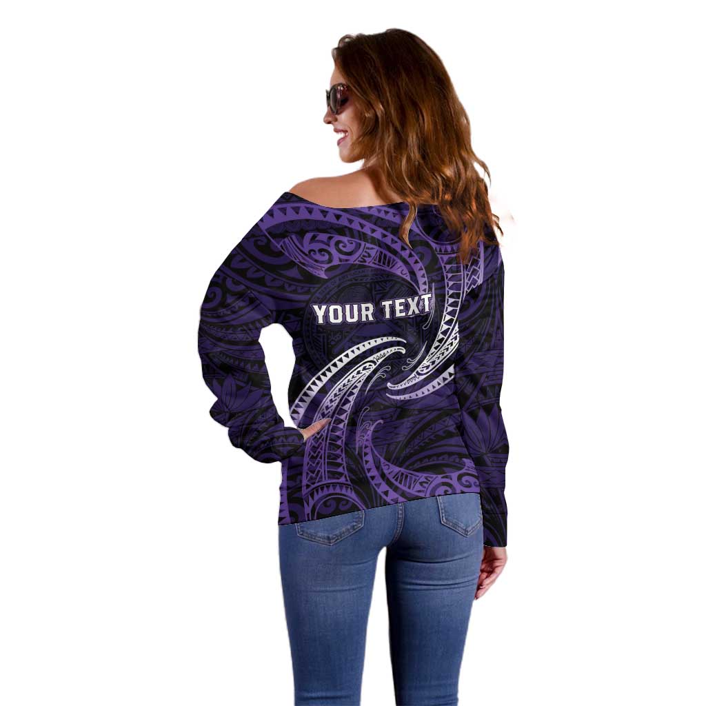 Manua Segaula American Samoa High School Personalized Off Shoulder Sweater Polynesian Wave Style