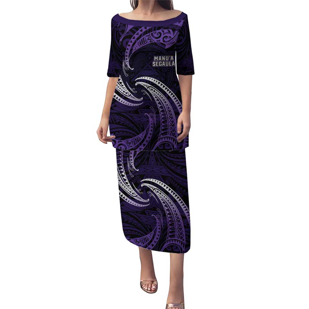 Manua Segaula American Samoa High School Personalized Puletasi Polynesian Wave Style