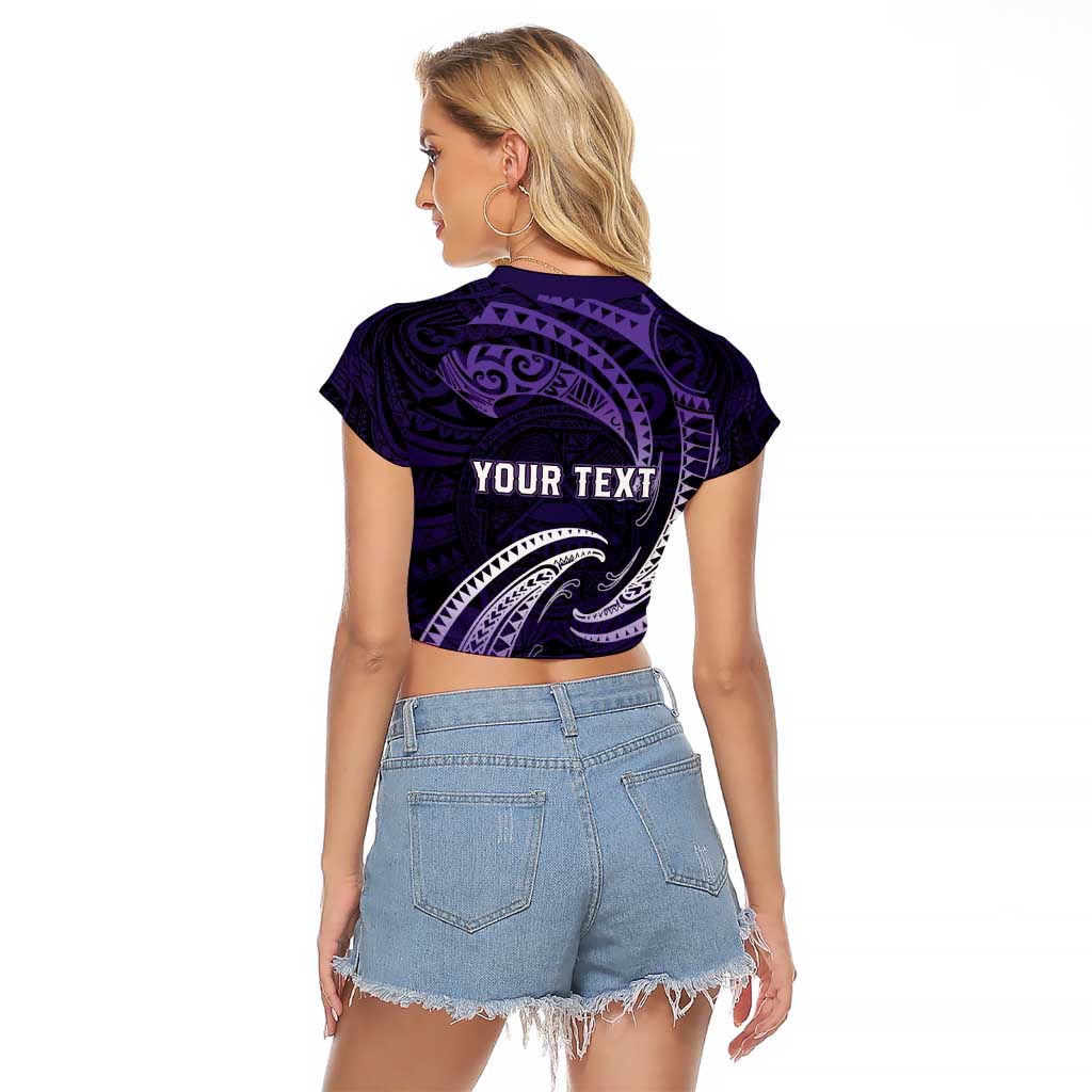 Manua Segaula American Samoa High School Personalized Raglan Cropped T Shirt Polynesian Wave Style