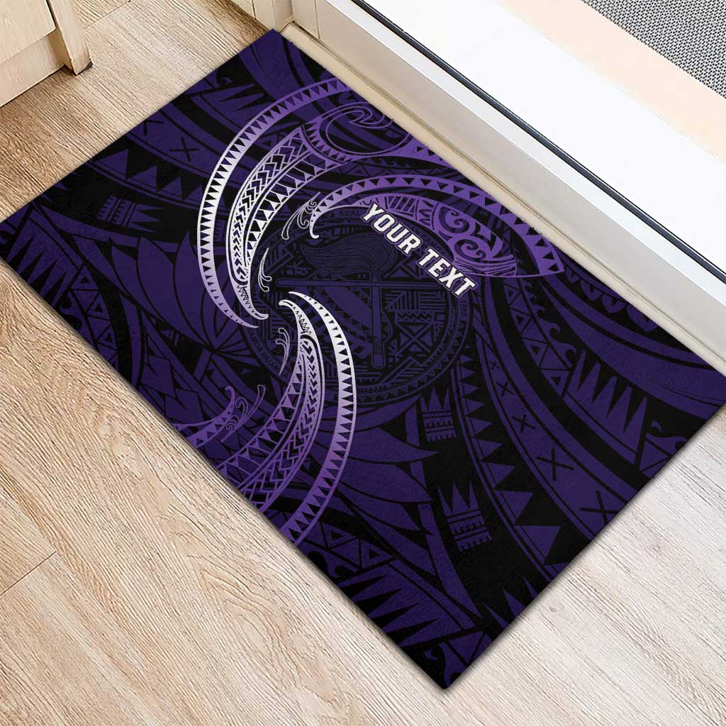 Manua Segaula American Samoa High School Personalized Rubber Doormat Polynesian Wave Style