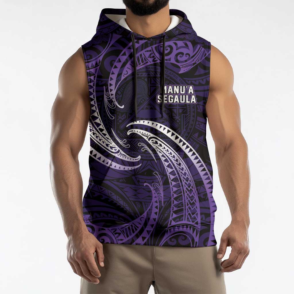 Manua Segaula American Samoa High School Personalized Sleeveless Hoodie Polynesian Wave Style - Polynesian Pride